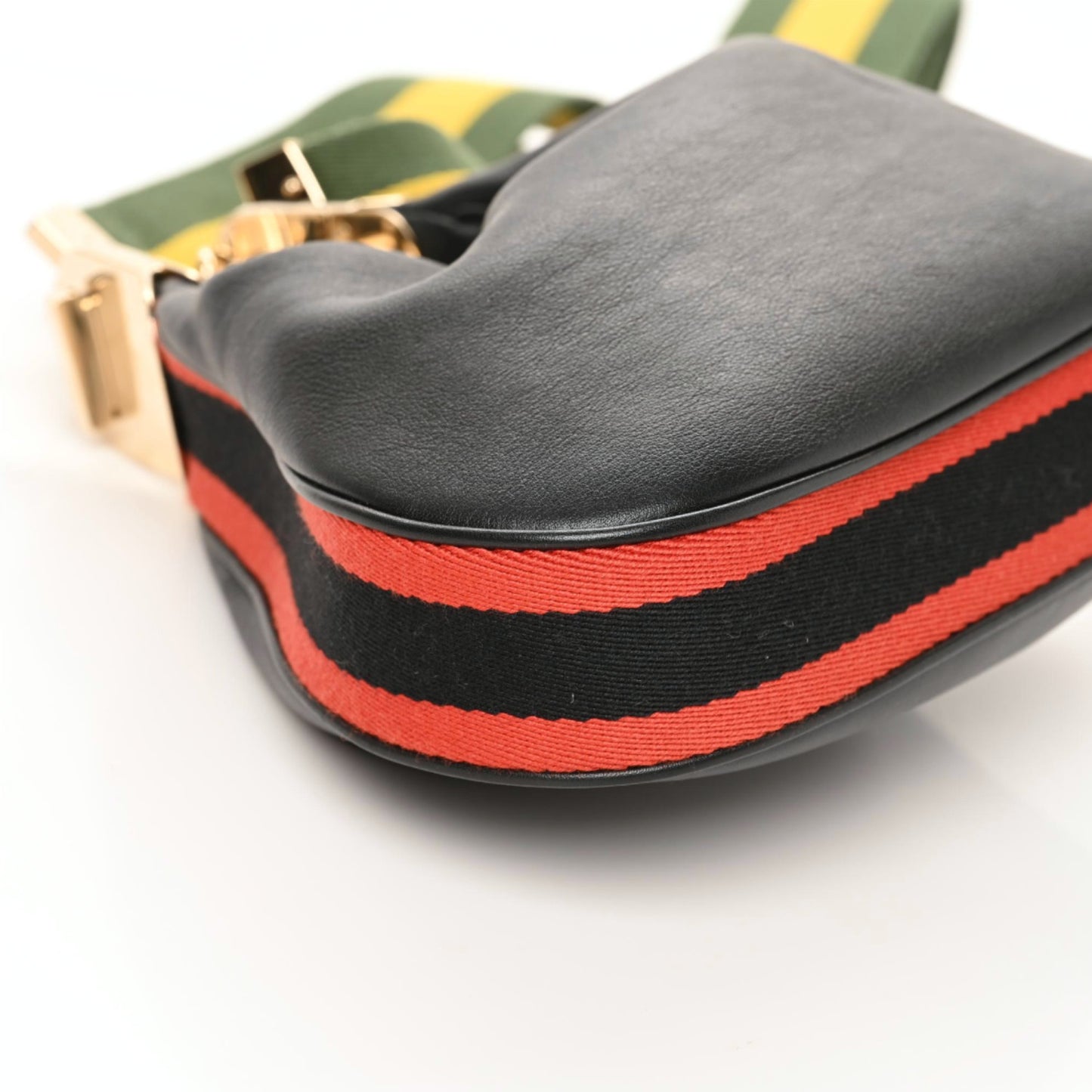 Aria Calfskin Web Small Attache Shoulder Bag Black