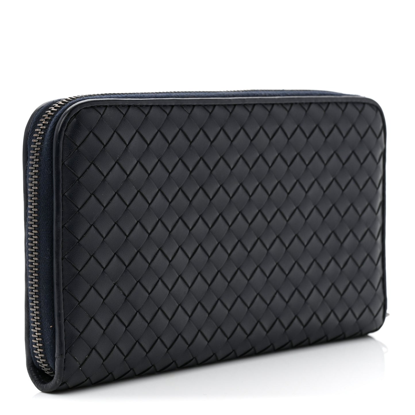 Nappa Intrecciato Zip Around Wallet Blue