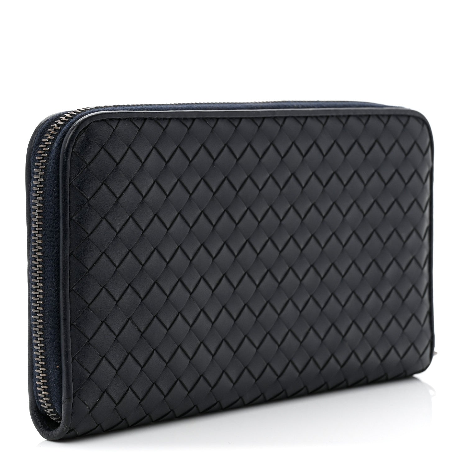 Bottega Veneta Nappa Intrecciato Zip Around Wallet Blue 3 of 8