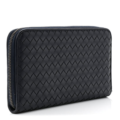 Bottega Veneta Nappa Intrecciato Zip Around Wallet Blue 3 of 8
