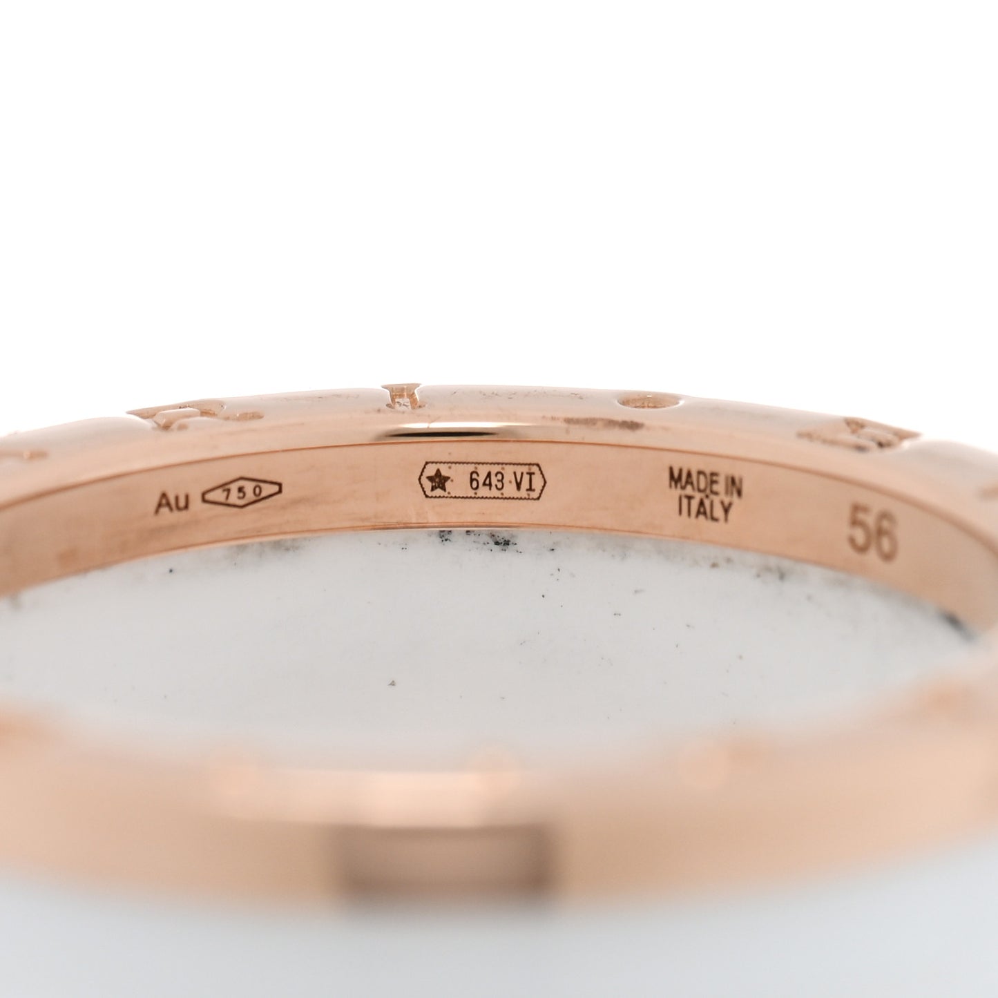18K Rose Gold White Ceramic B.Zero1 Four-Band Ring 56 7.5