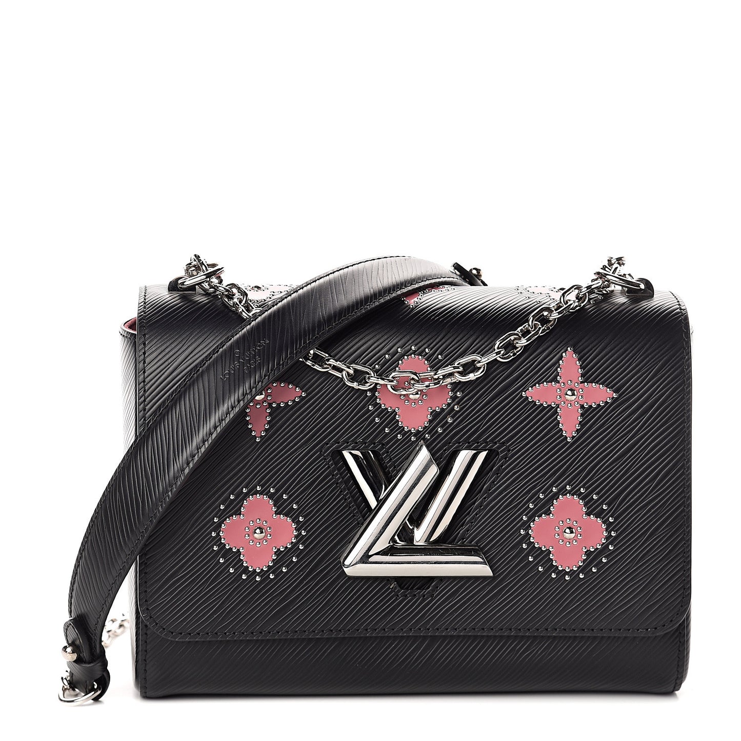 Epi Flowers Twist Shoulder Bag MM Black Bois De Rose