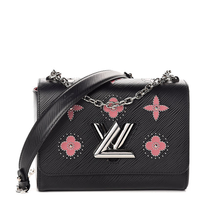 Louis Vuitton Epi Flowers Twist Shoulder Bag MM Black Bois De Rose 1 of 8