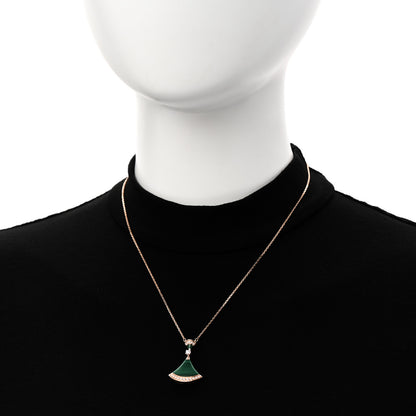 Bulgari 18K Rose Gold Diamond Malachite Divas' Dream Pendant Necklace 2 of 6