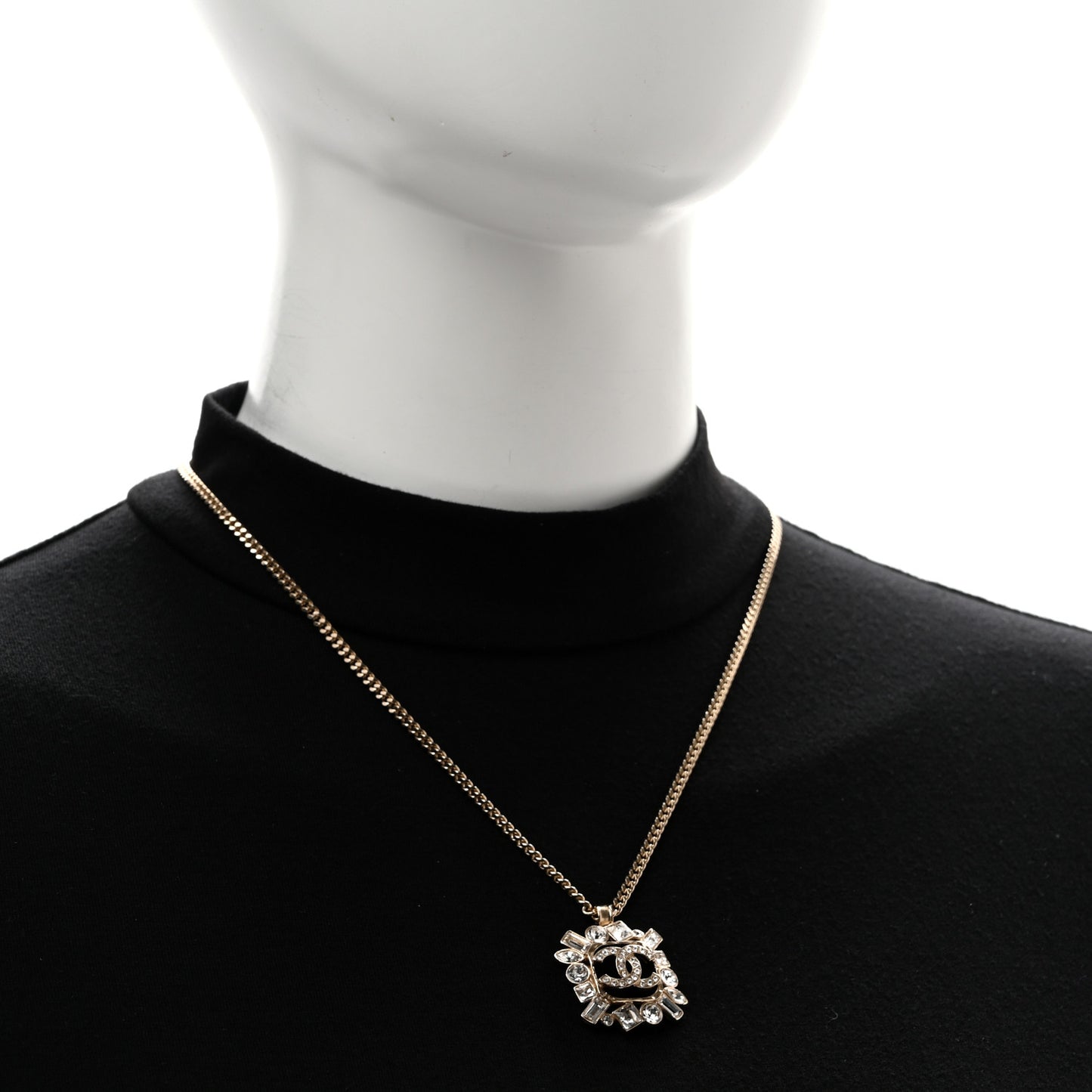 Crystal Baguette CC Necklace Gold