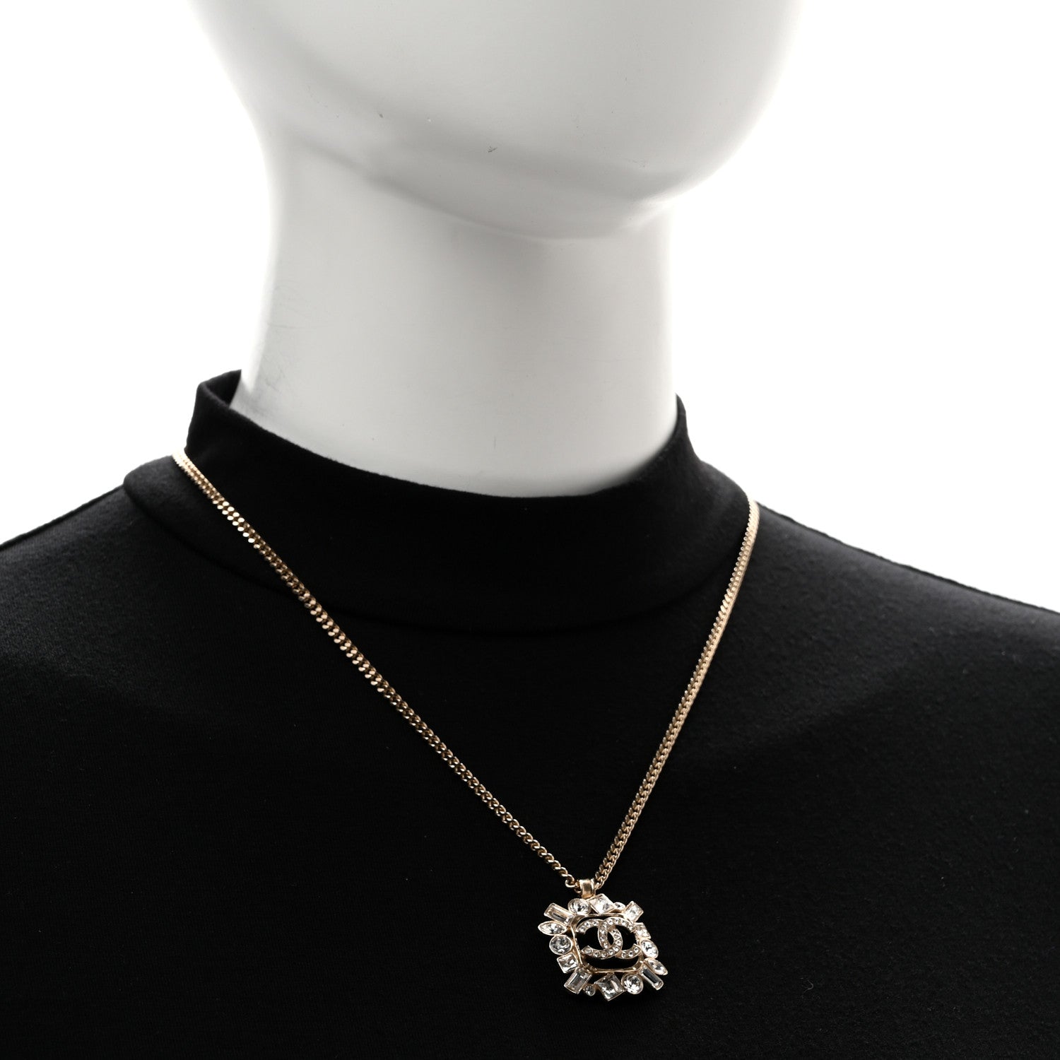 Chanel Crystal Baguette CC Necklace Gold 2 of 6