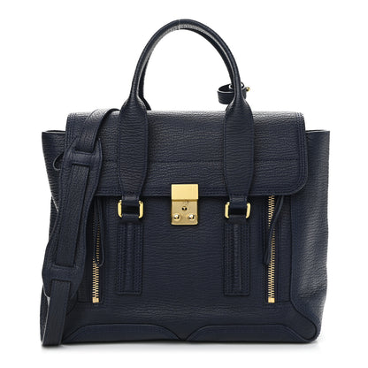 3.1 Phillip Lim Textured Calfskin Medium Pashli Satchel Ink 1 of 12