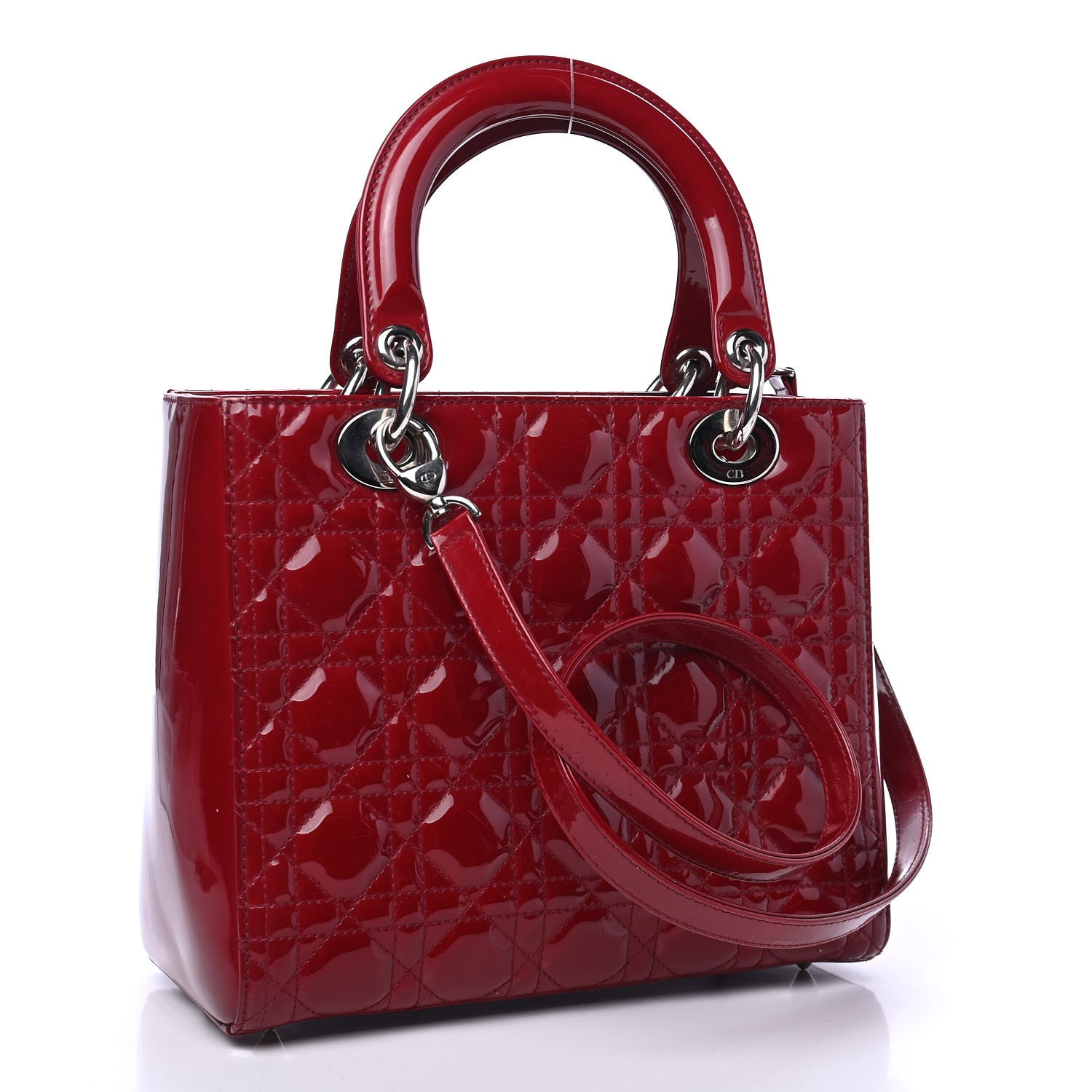 Christian Dior Patent Cannage Medium Lady Dior Red 2 of 7