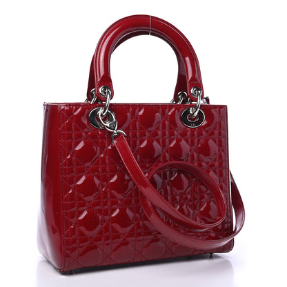Christian Dior Patent Cannage Medium Lady Dior Red 2 of 7