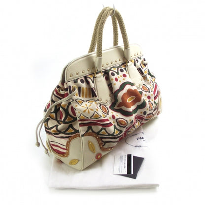 Prada Canvas Canapa Embossed Frame Bag 3 of 11