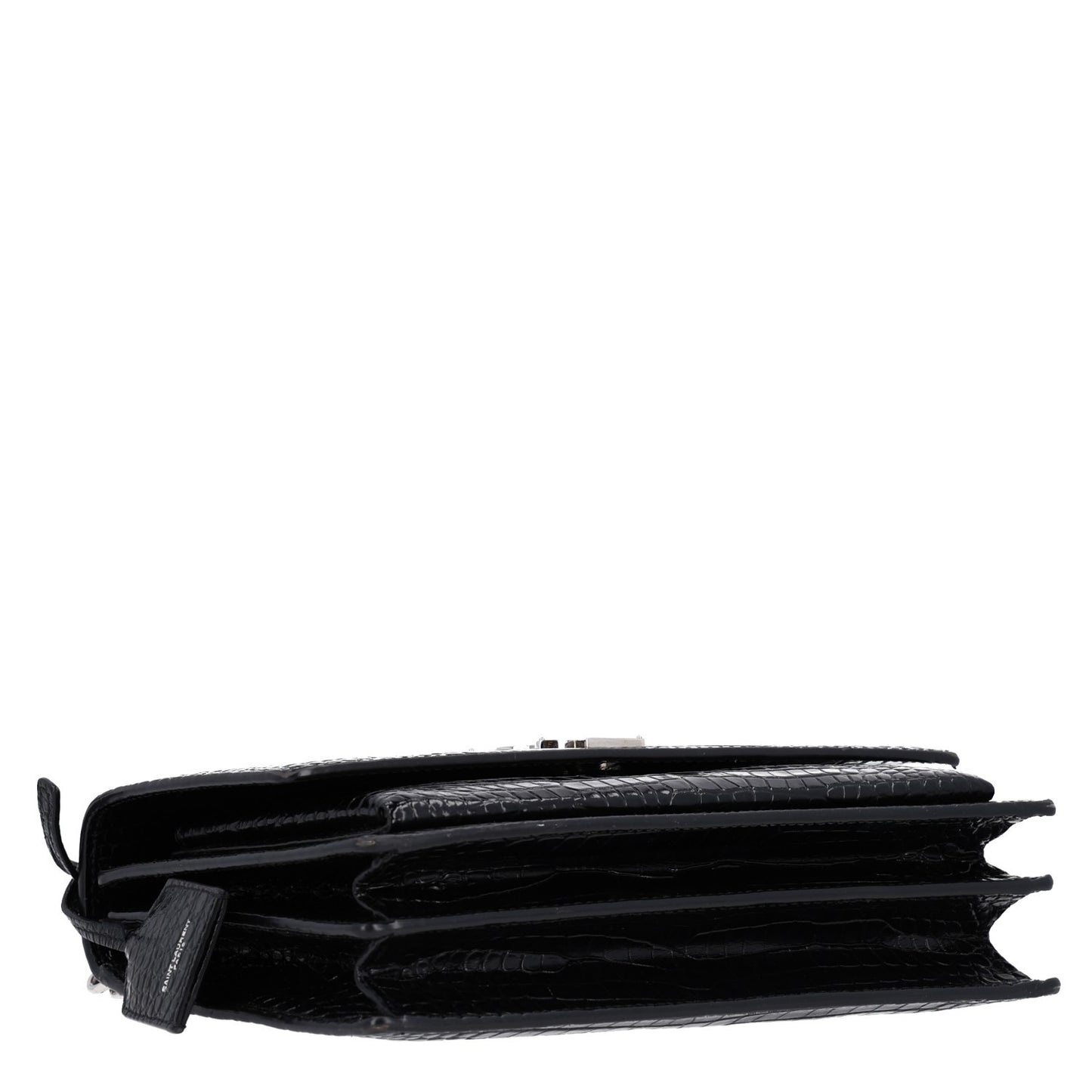 Calfskin Crocodile Embossed Medium Monogram Sunset Black