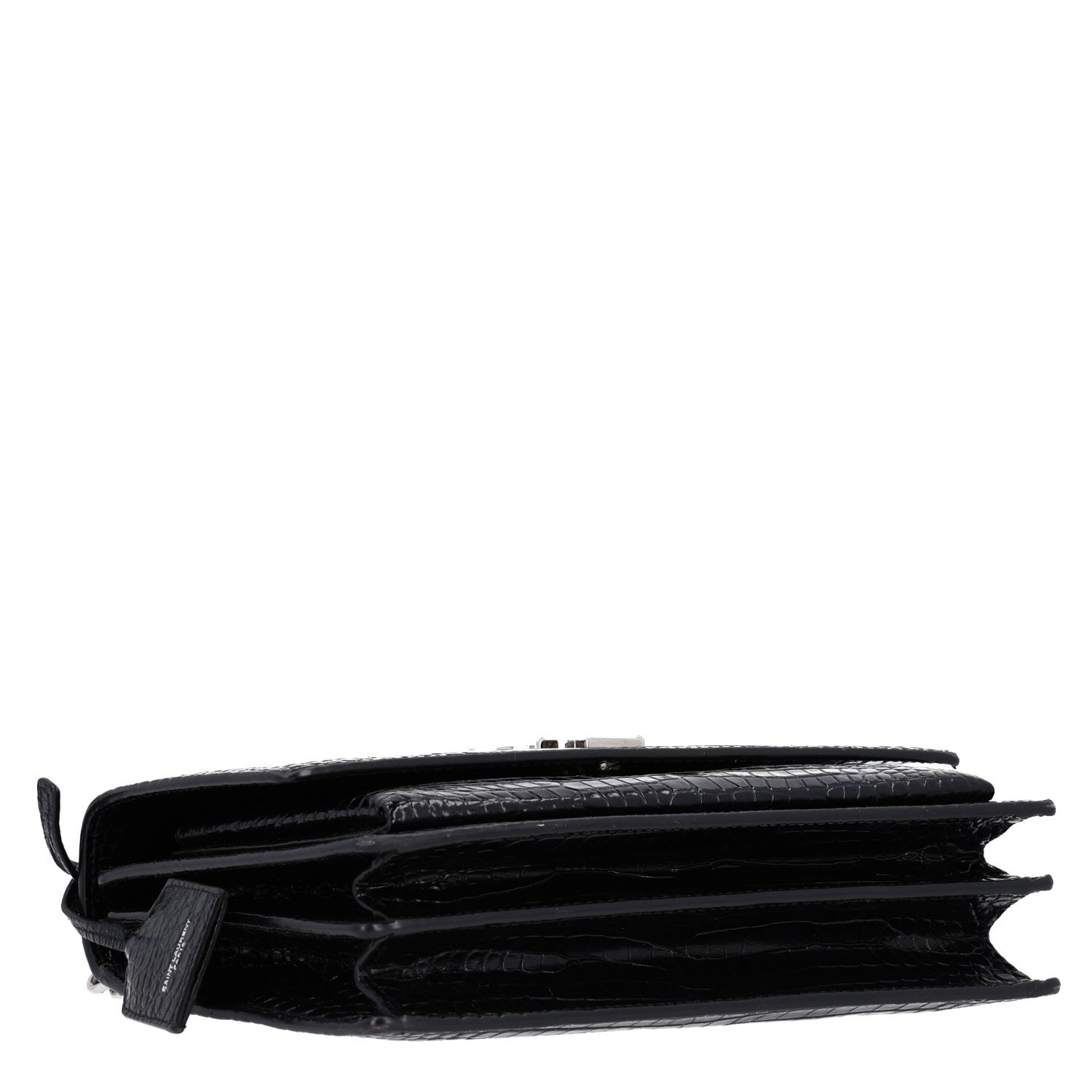 Saint Laurent Calfskin Crocodile Embossed Medium Monogram Sunset Black 5 of 11