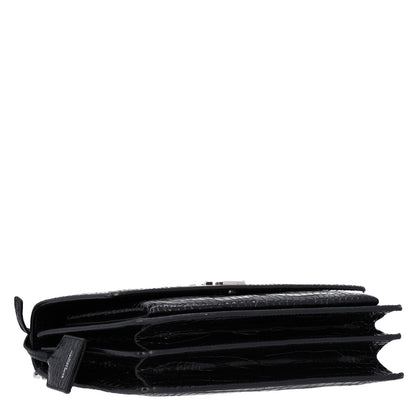 Saint Laurent Calfskin Crocodile Embossed Medium Monogram Sunset Black 5 of 11