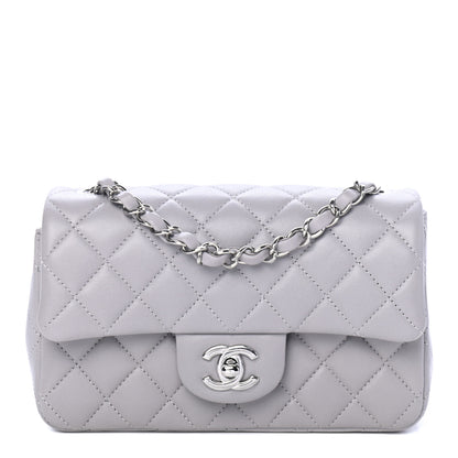 Chanel Lambskin Quilted Mini Rectangular Flap Grey 2 of 4