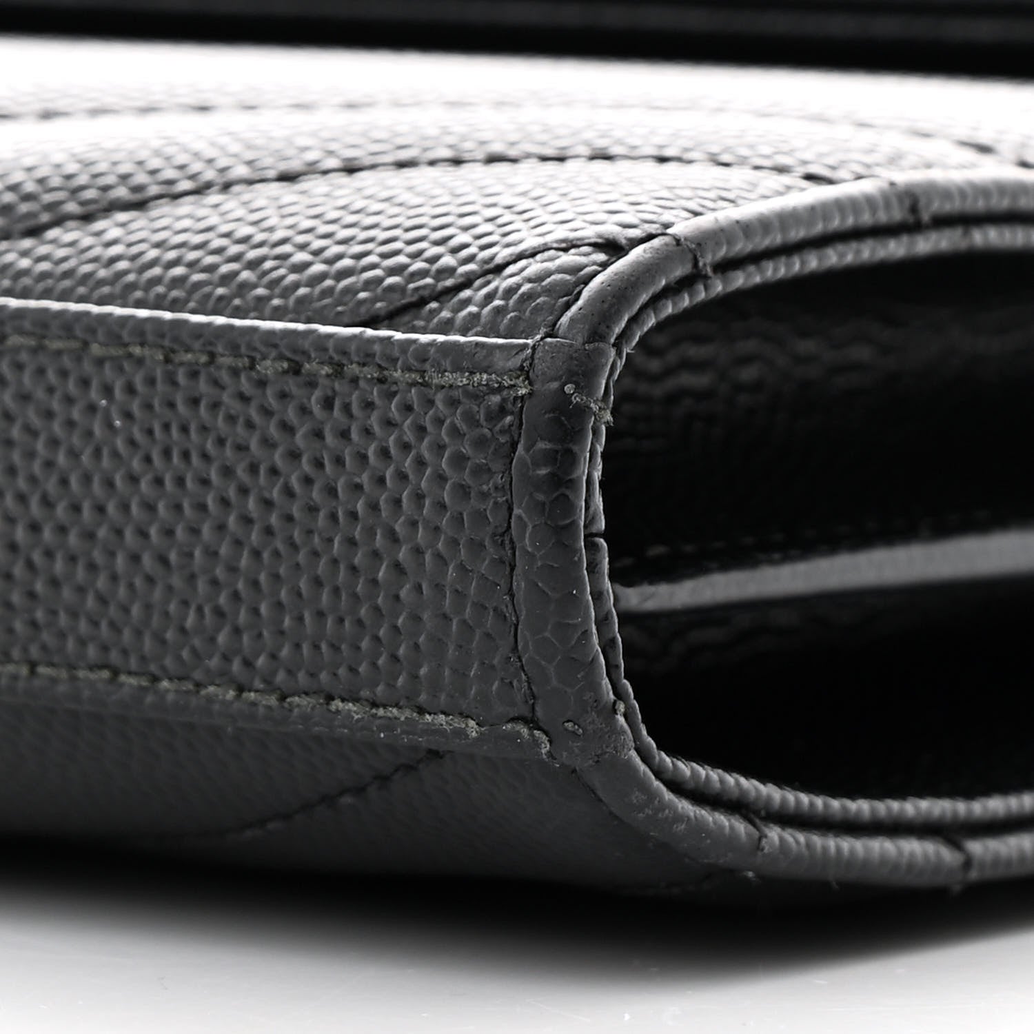 Saint Laurent Grain De Poudre Matelasse Chevron Monogram Chain Wallet Black 10 of 13
