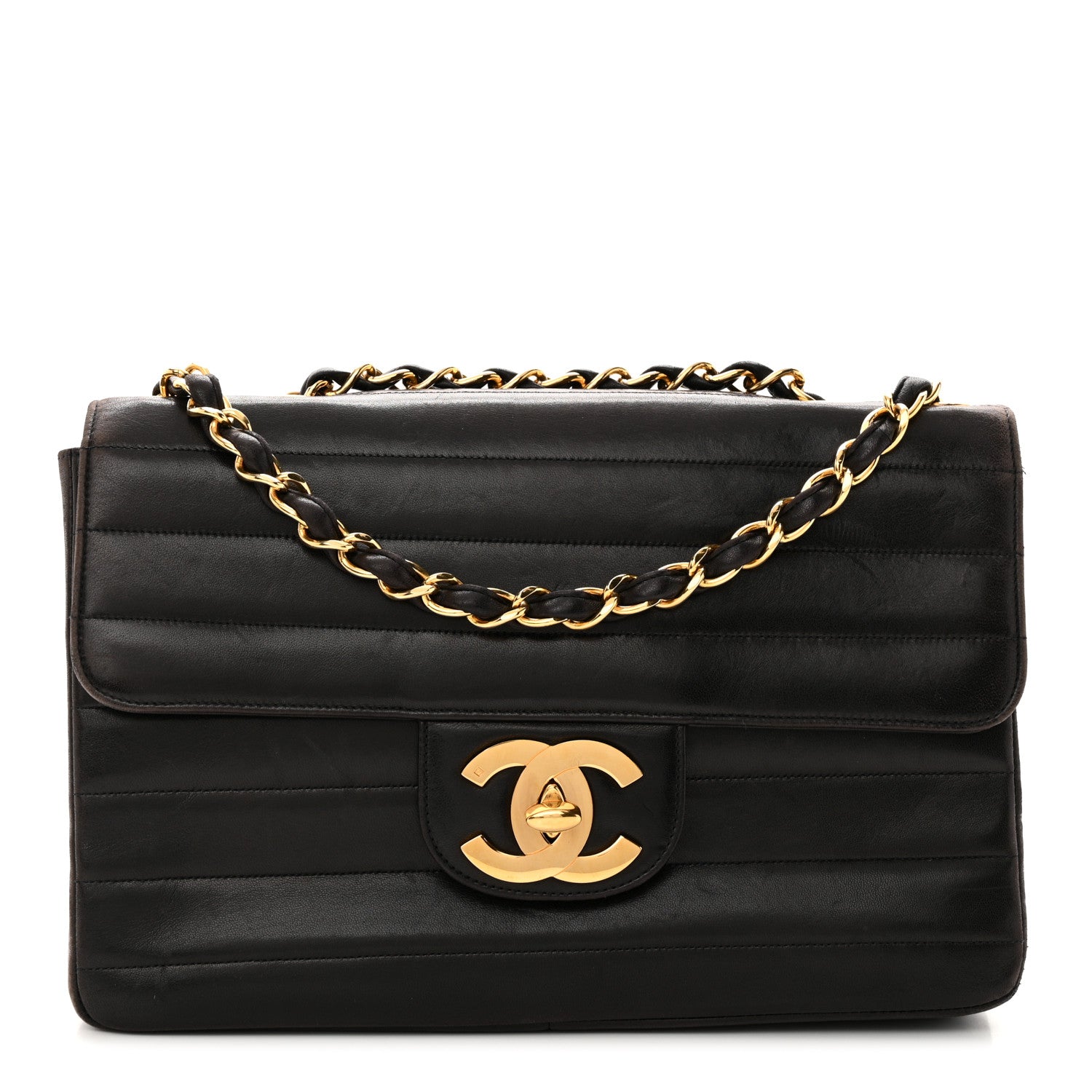 Chanel Lambskin Horizontal Quilt Jumbo Single Flap Black 1 of 16
