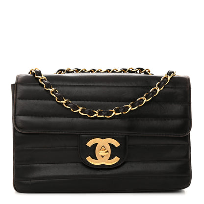 Chanel Lambskin Horizontal Quilt Jumbo Single Flap Black 1 of 16