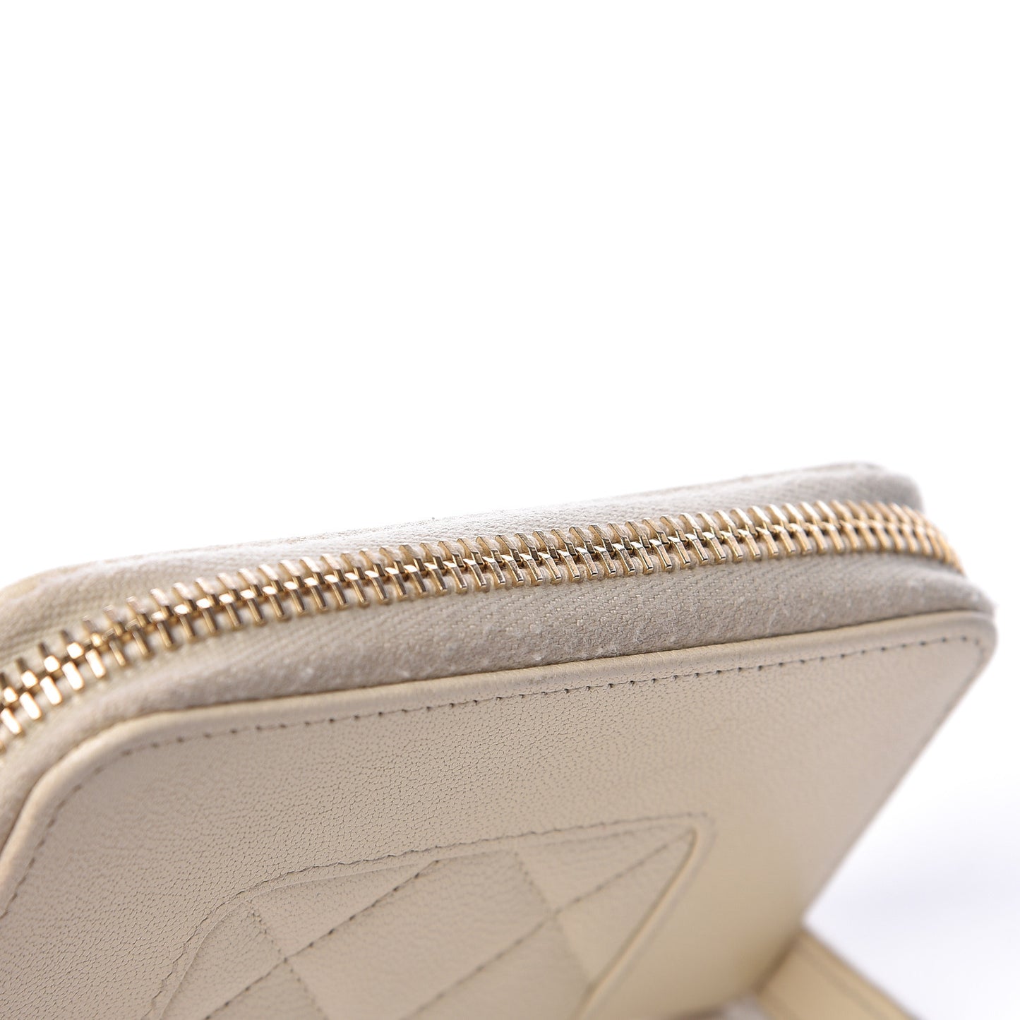 Sheepskin Quilted Mademoiselle Vintage Zip Coin Purse White