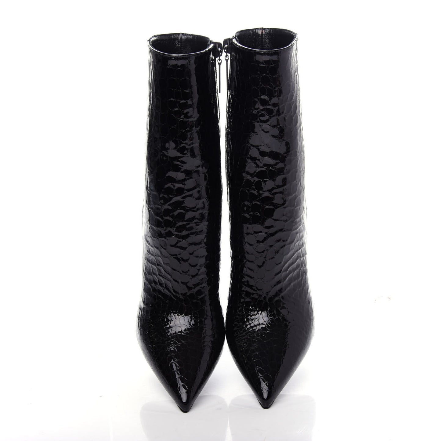Alligator Embossed Patent Calfskin Opyum 110 Ankle Boots 40 Black