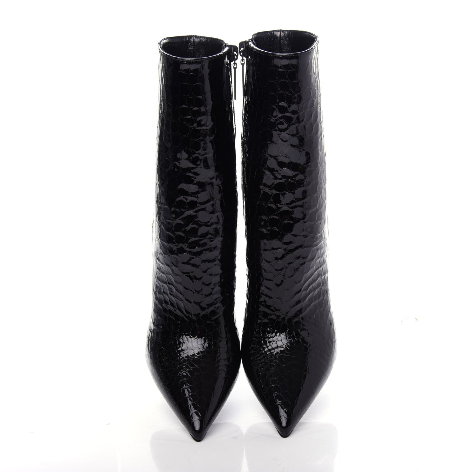 Saint Laurent Alligator Embossed Patent Calfskin Opyum 110 Ankle Boots 40 Black 5 of 11