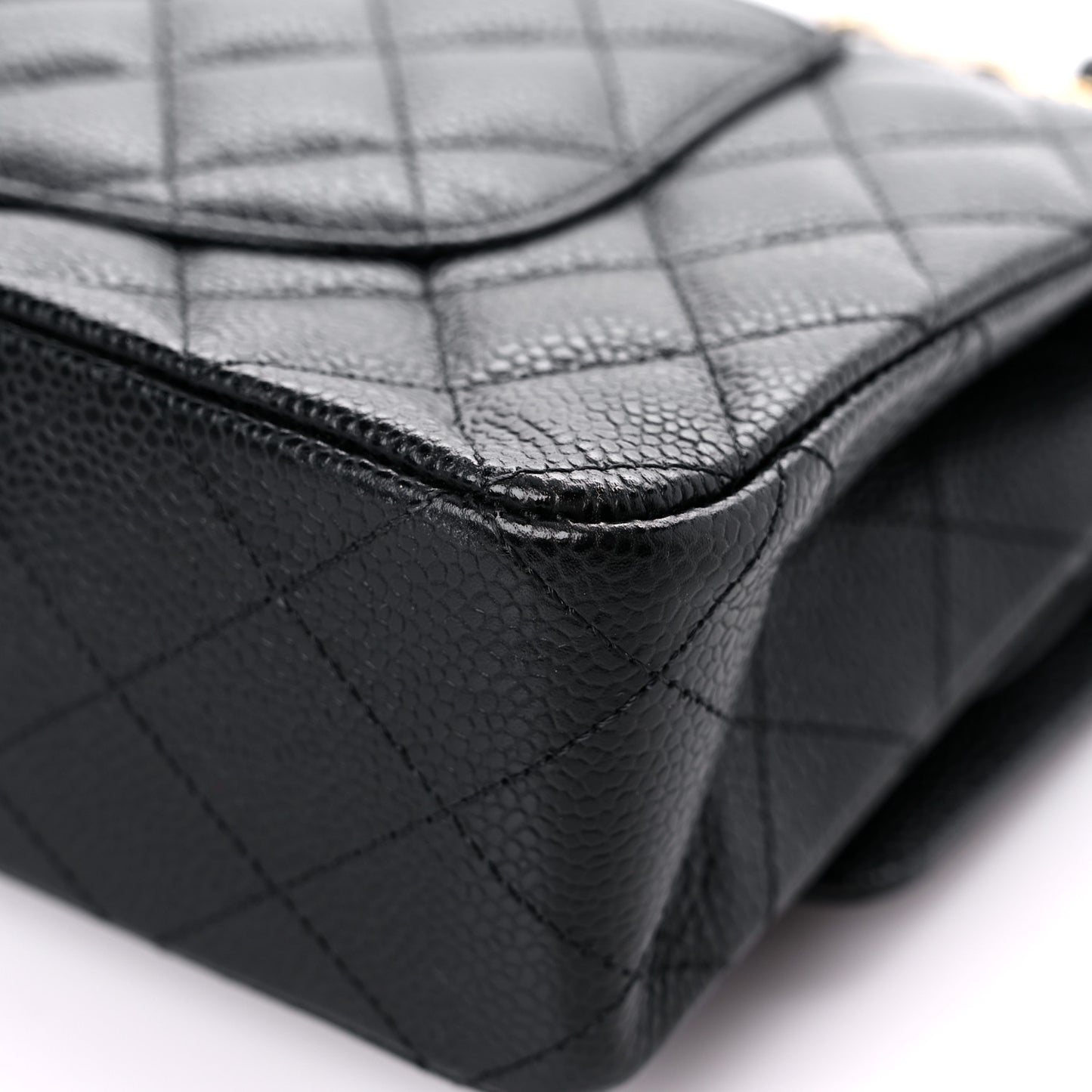 Caviar Quilted Medium Double Flap Black