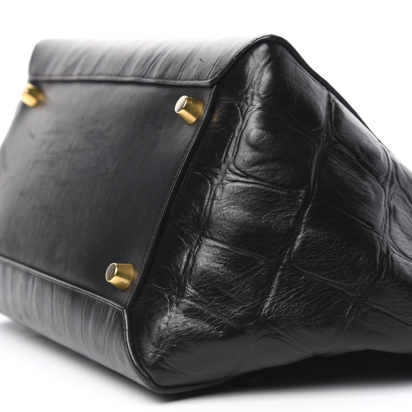 Calfskin Crocodile Embossed Small Belt Bag Black