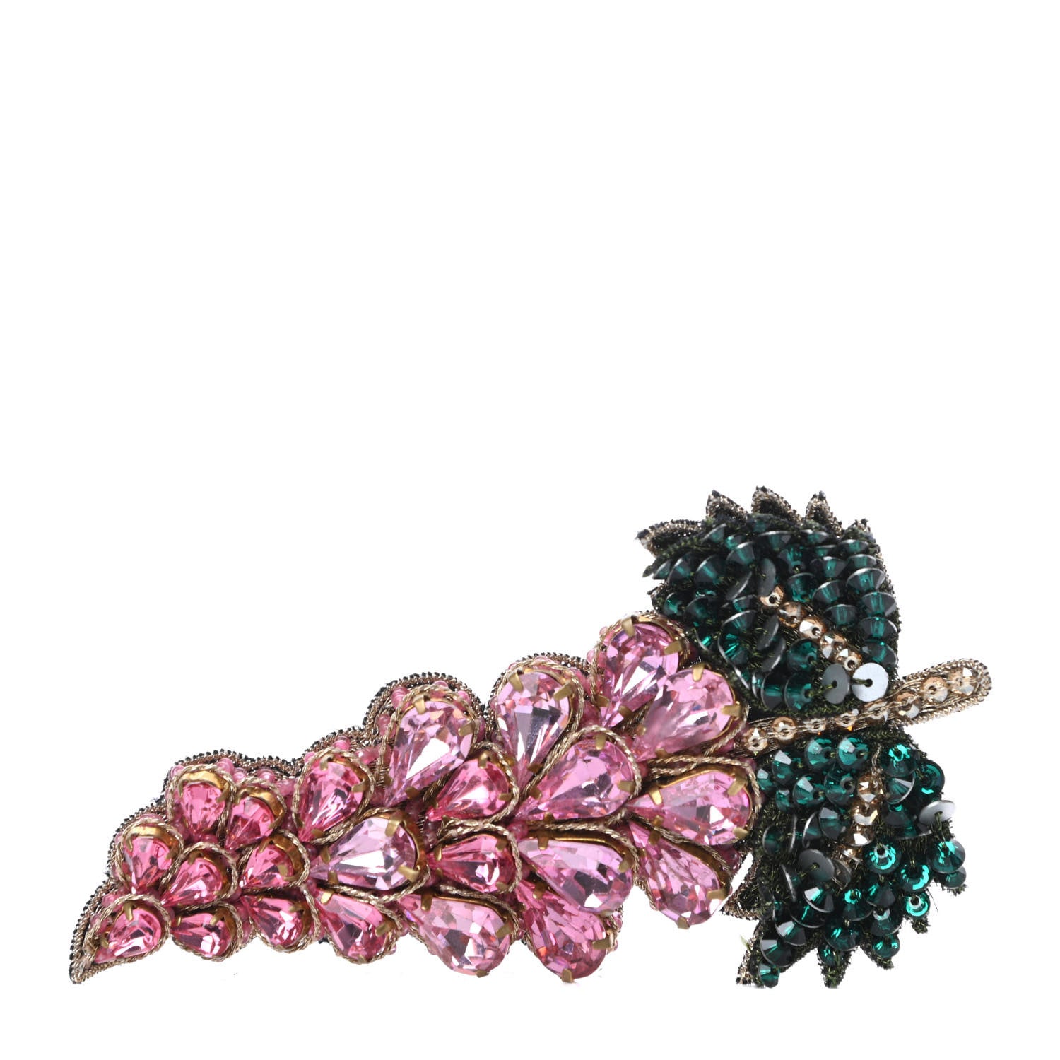 Gucci Crystal Sequin Grapes Brooch Pink Green 1 of 4