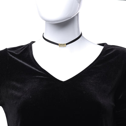 Christian Dior Grosgrain Ribbon Dior Logo Choker Necklace Black 2 of 4