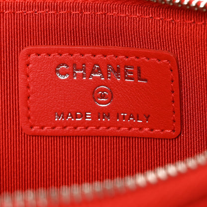 Chanel Caviar Chevron Quilted Zip Pouch Red 6 of 8