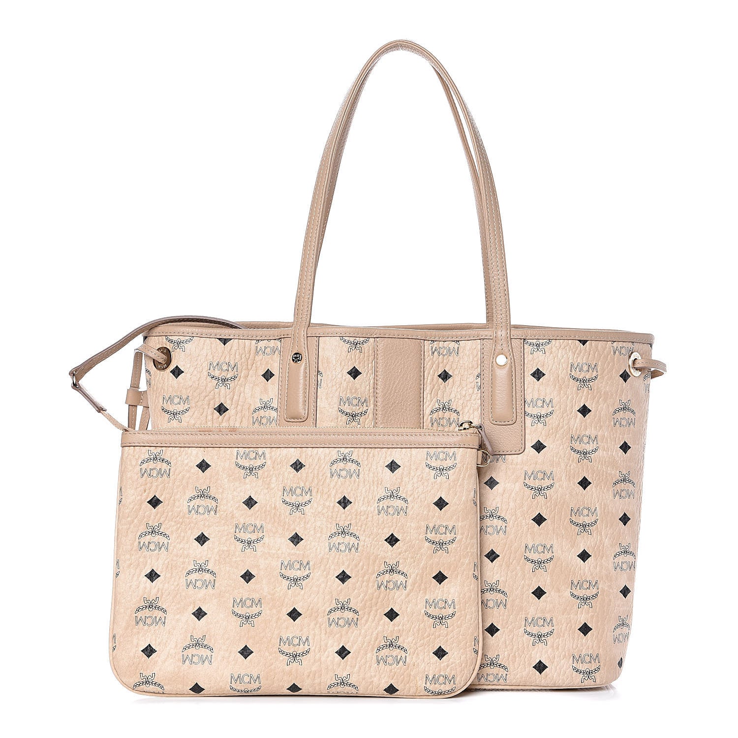 MCM Visetos Medium Liz Reversible Shopper Tote Beige 1 of 21