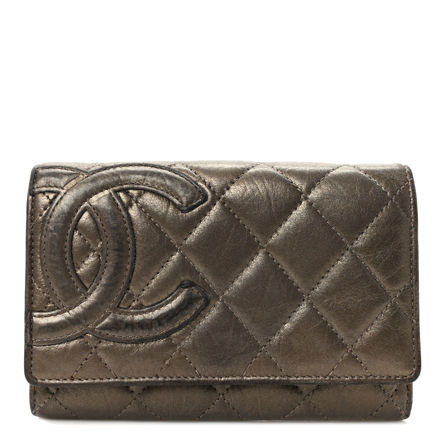 Chanel Distressed Calfskin Quilted Cambon Flap Wallet Bronze 1 of 9