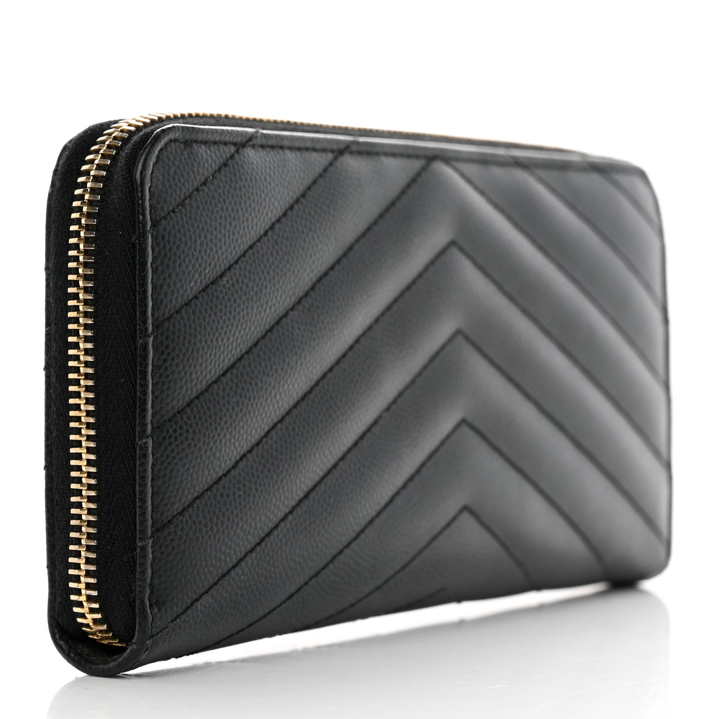 Grain De Poudre Matelasse Chevron Monogram Zip Around Wallet Black