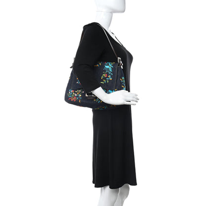 Fendi Denim Flower Embroidered Mama Baguette Blue 2 of 7