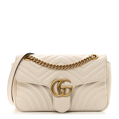 Gucci Calfskin Matelasse Small GG Marmont Shoulder Bag White 1 of 11