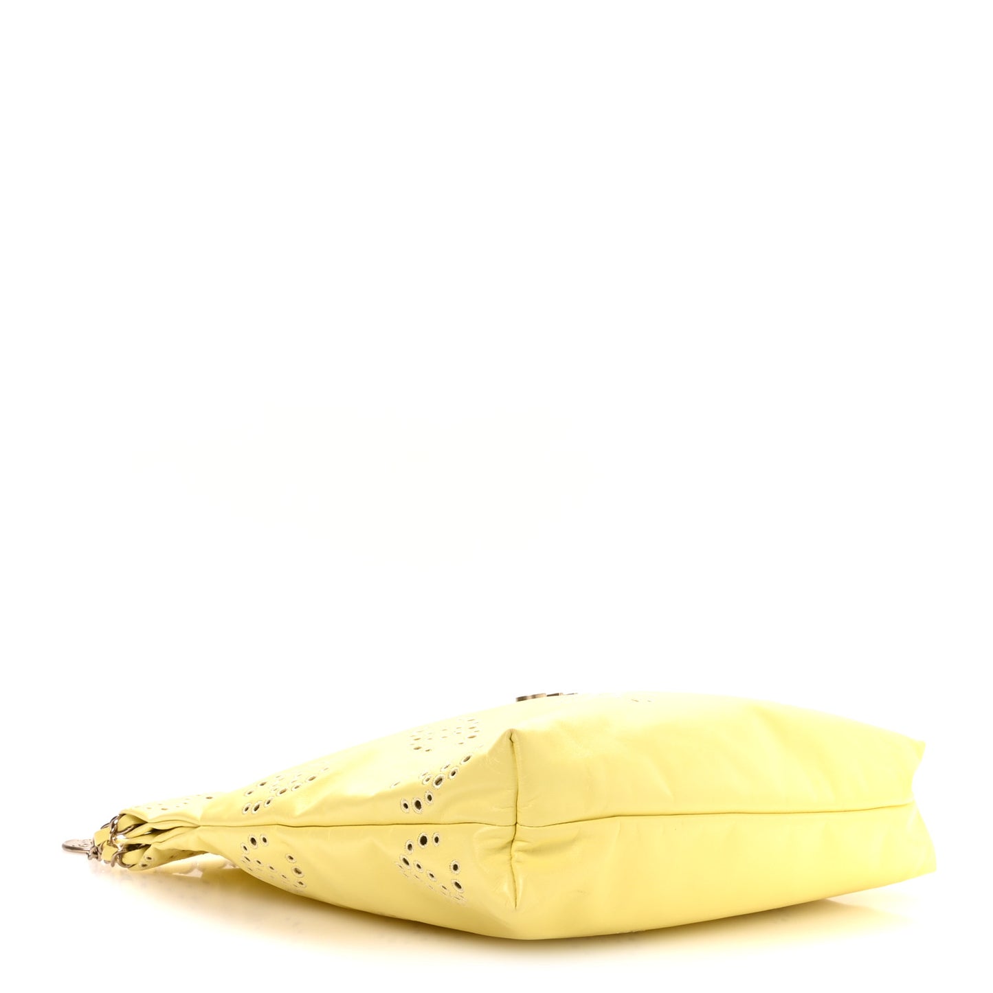 Shiny Calfskin Eyelet CC Small Chanel 22 Light Yellow