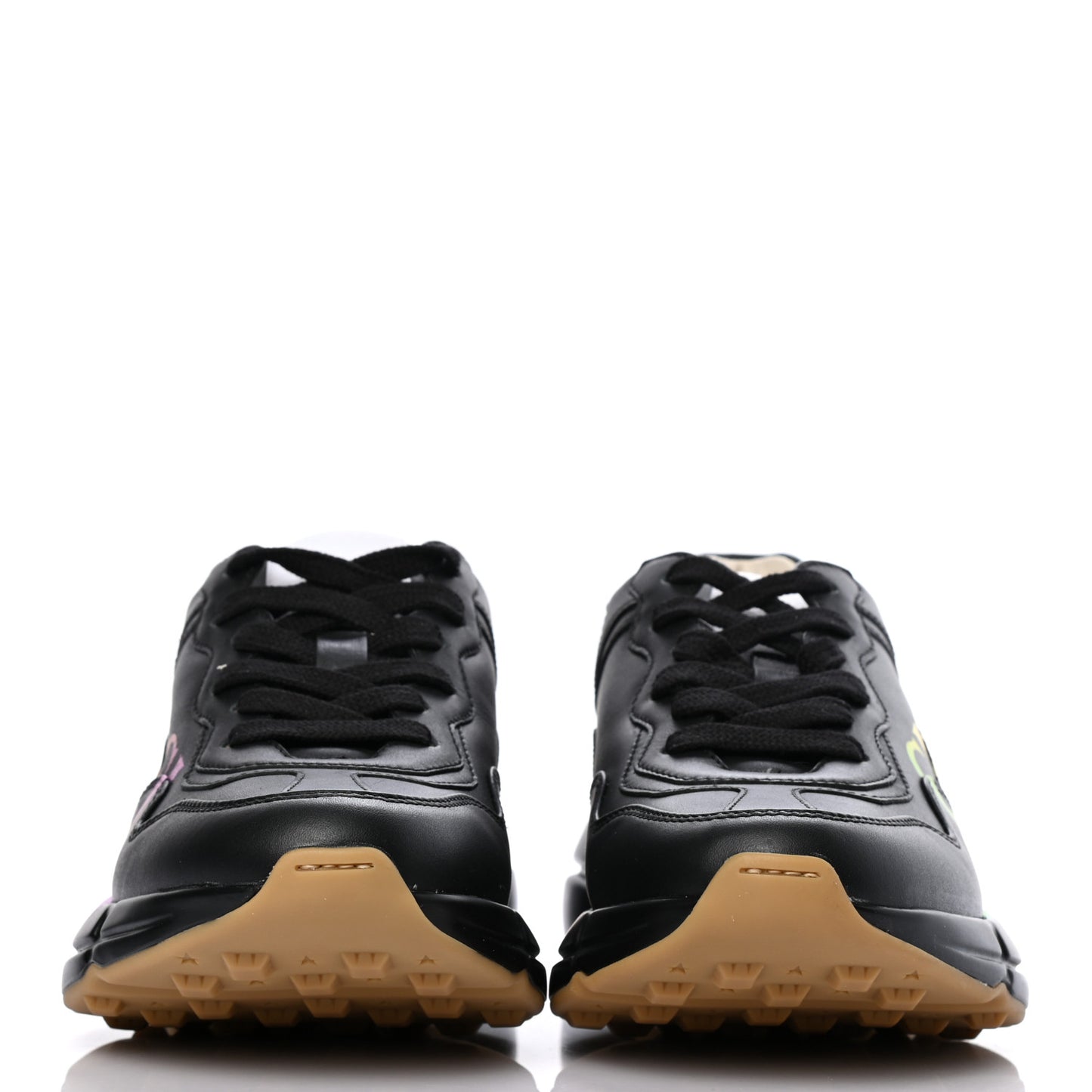 Calfskin Iridescent Logo Womens Rhyton Sneakers 35.5 Black