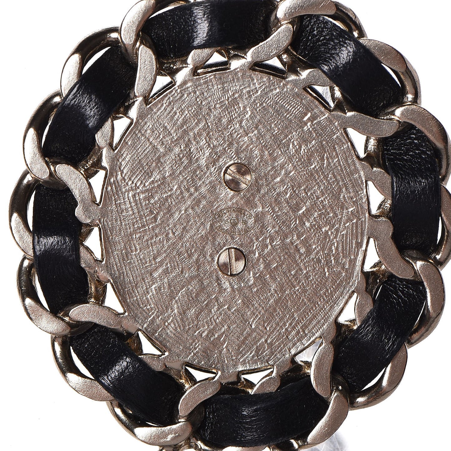 Lambskin CC Long Chain Necklace Black Gold