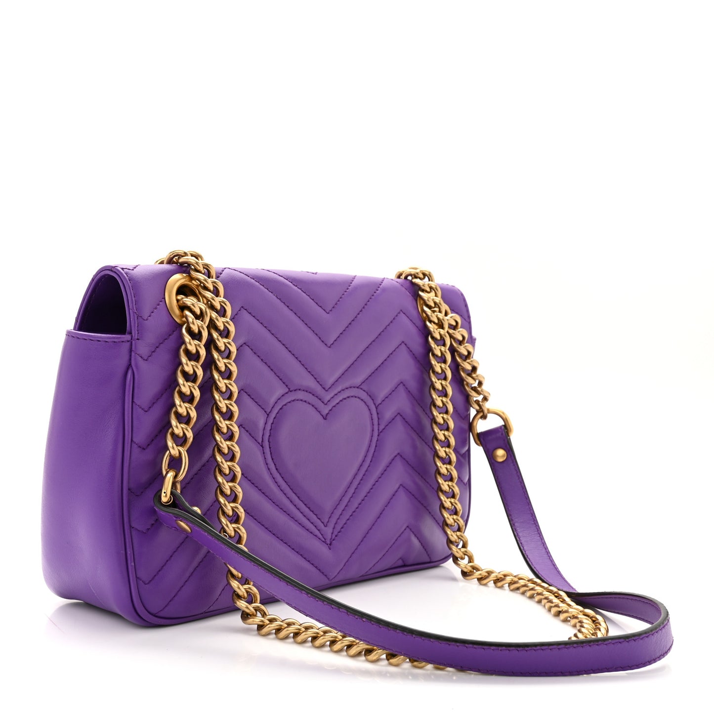 Calfskin Matelasse Small GG Marmont Shoulder Bag Shine Purple