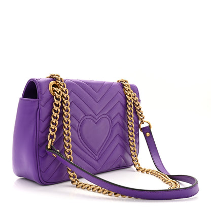 Gucci Calfskin Matelasse Small GG Marmont Shoulder Bag Shine Purple 3 of 12