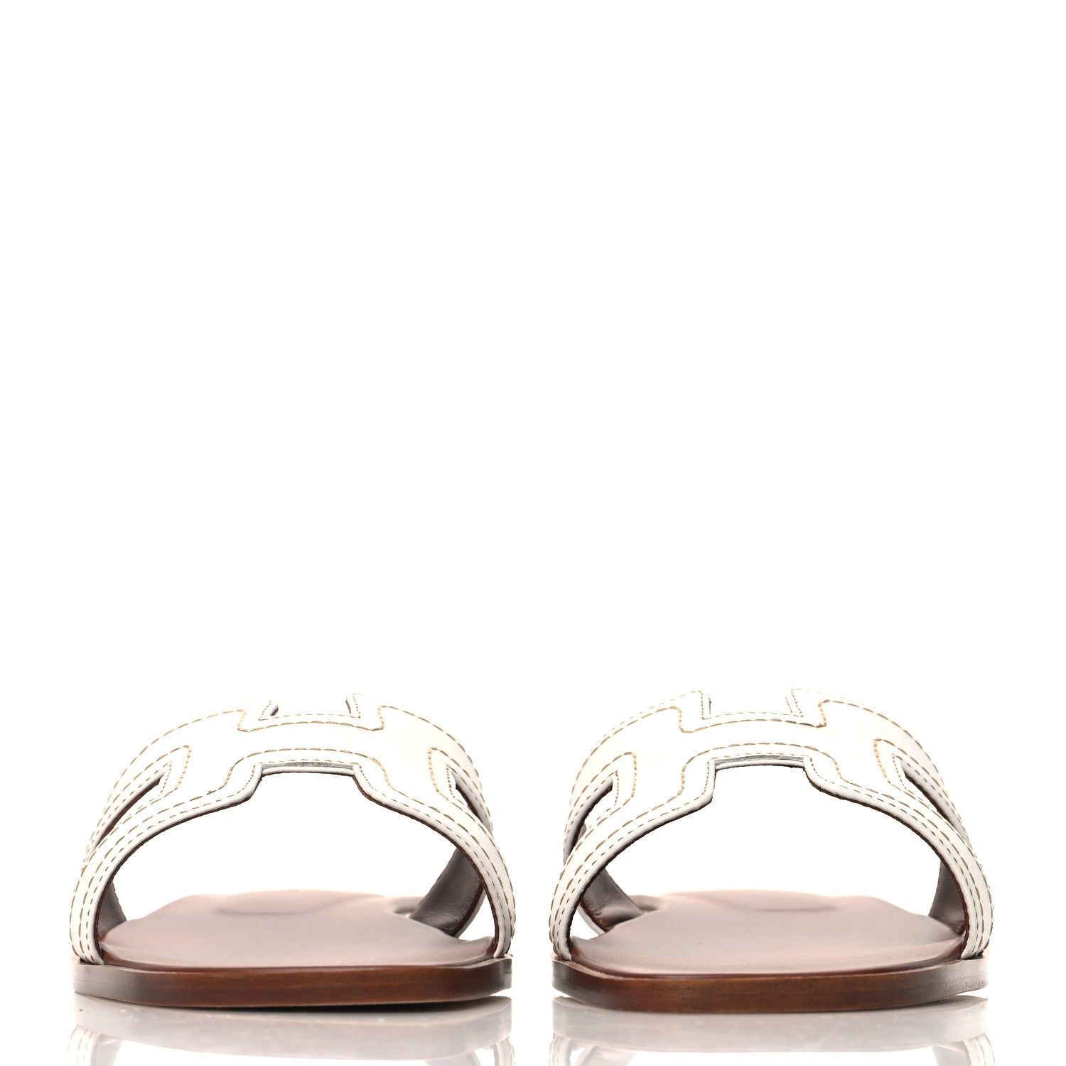 Hermes Calfskin Stitched Oran Sandals 40 White 3 of 10