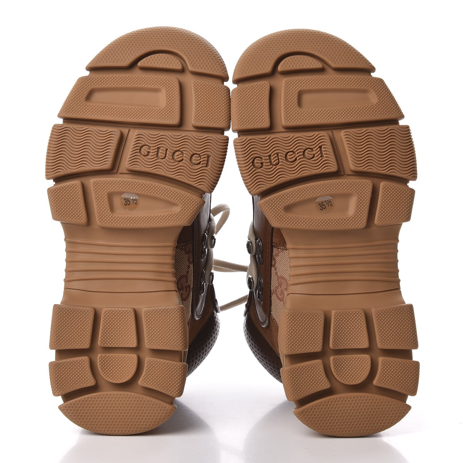 Gucci X SEGA Suede Calfskin GG Monogram Womens Flashtrek High-Top Sneakers 35.5 New Cuir Beige Ruggine 6 of 9