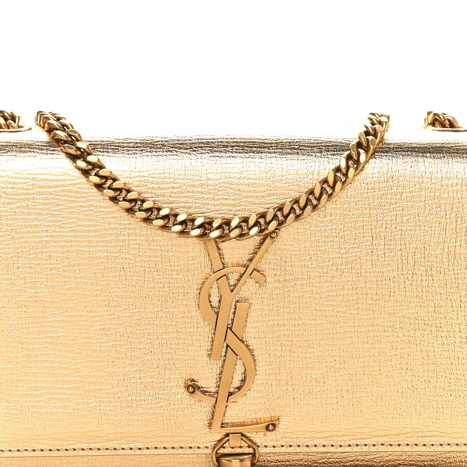 Saint Laurent Metallic Calfskin Small Classic Monogram Kate Tassel