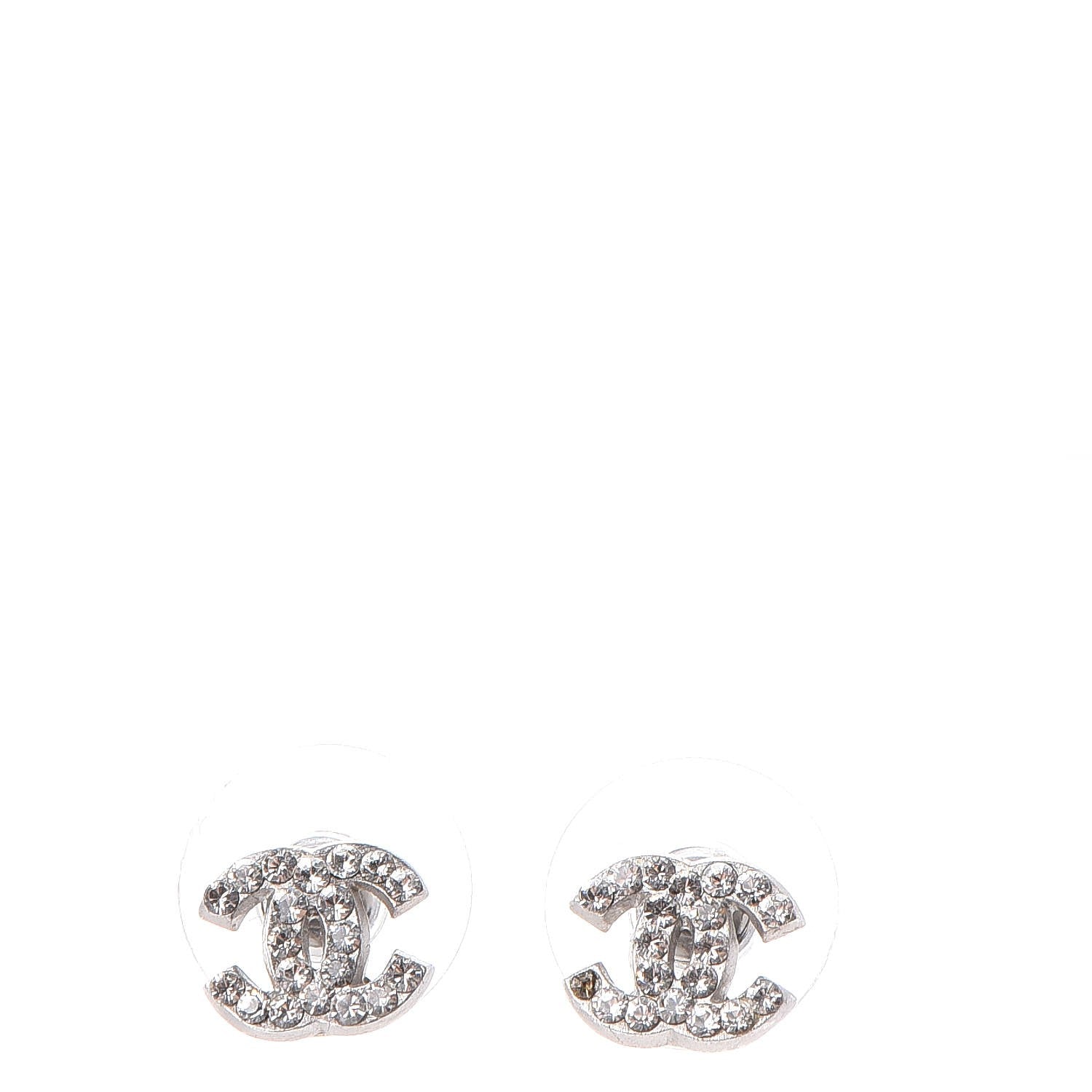 Chanel Crystal Mini Timeless CC Earrings Silver 1 of 7