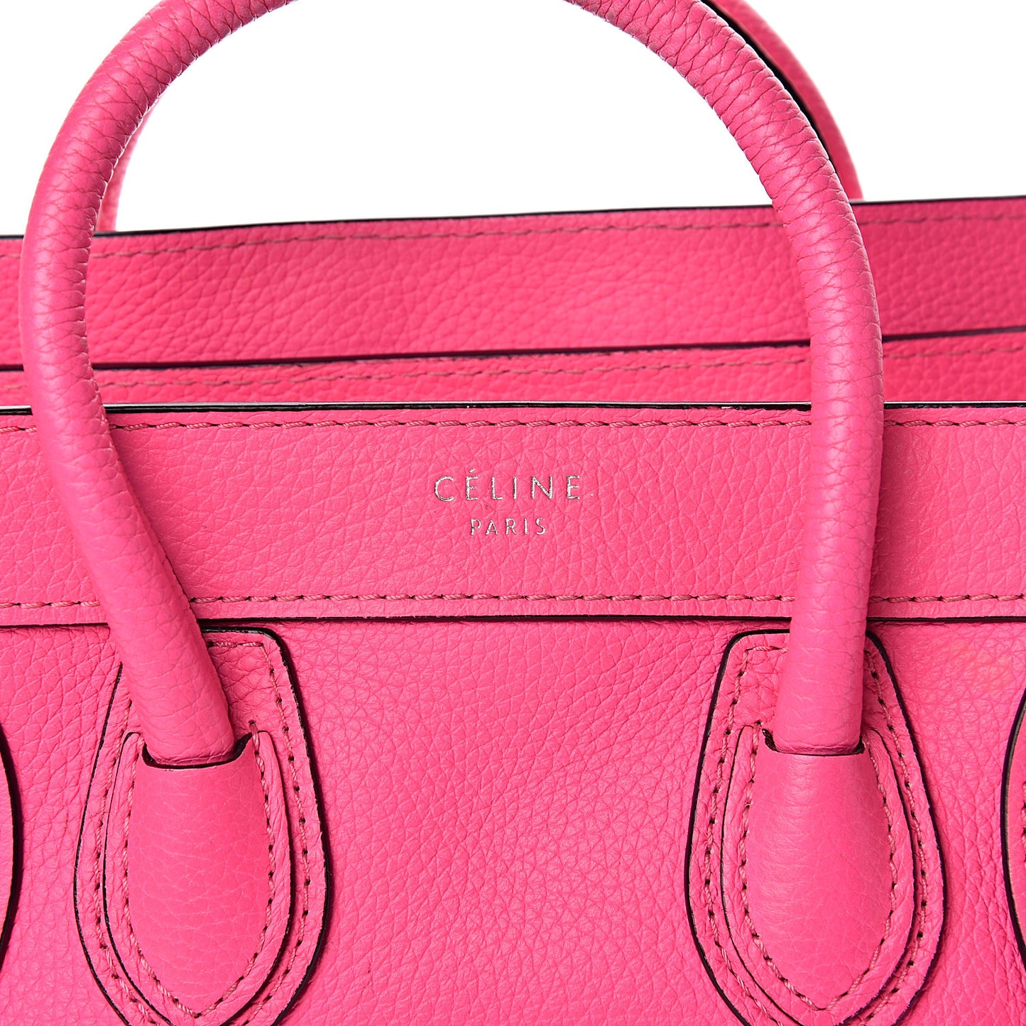 Drummed Calfskin Nano Luggage Fluo Pink
