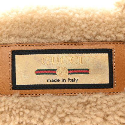 Gucci Shearling Interlocking G Womens Eileen Slippers 38.5 Butterscotch Cocoa 7 of 8