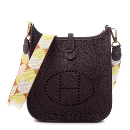 Hermes Taurillon Clemence Flipperball Sangle Evelyne TPM Rouge Sellier Caramel Nata Gold 1 of 9