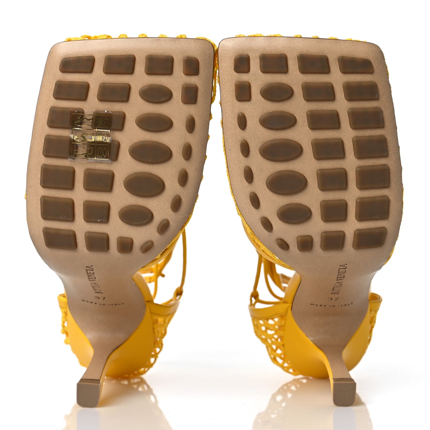 Mesh Nappa Stretch Ankle Tie Sandals 37 Egg Yolk