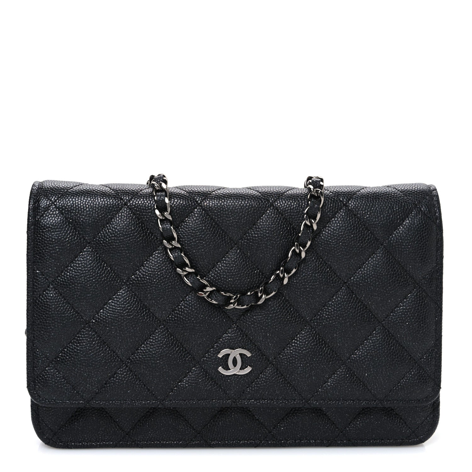 Chanel Iridescent Caviar Quilted Wallet on Chain WOC Black 1 of 11