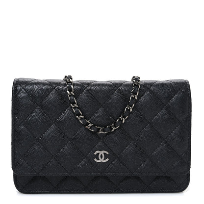Chanel Iridescent Caviar Quilted Wallet on Chain WOC Black 1 of 11