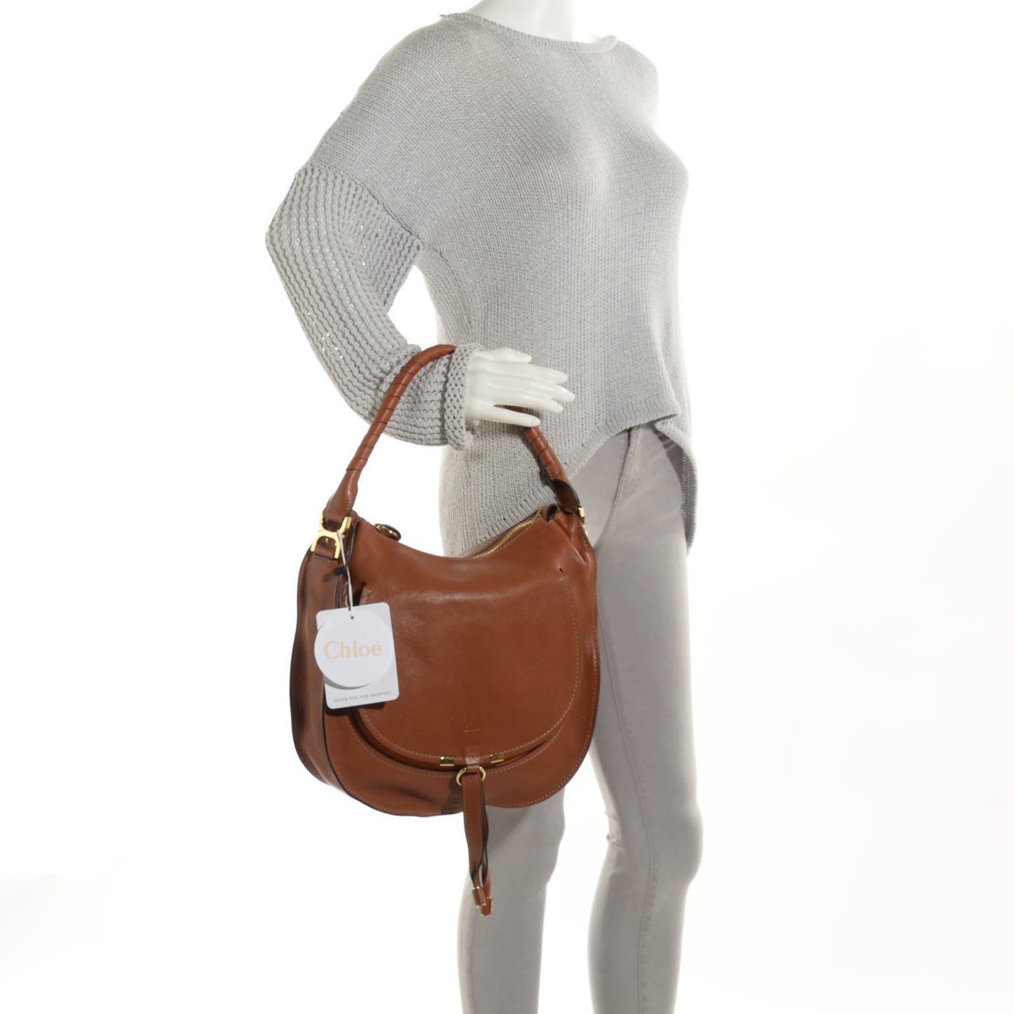 Calfskin Medium Marcie Hobo Tobacco